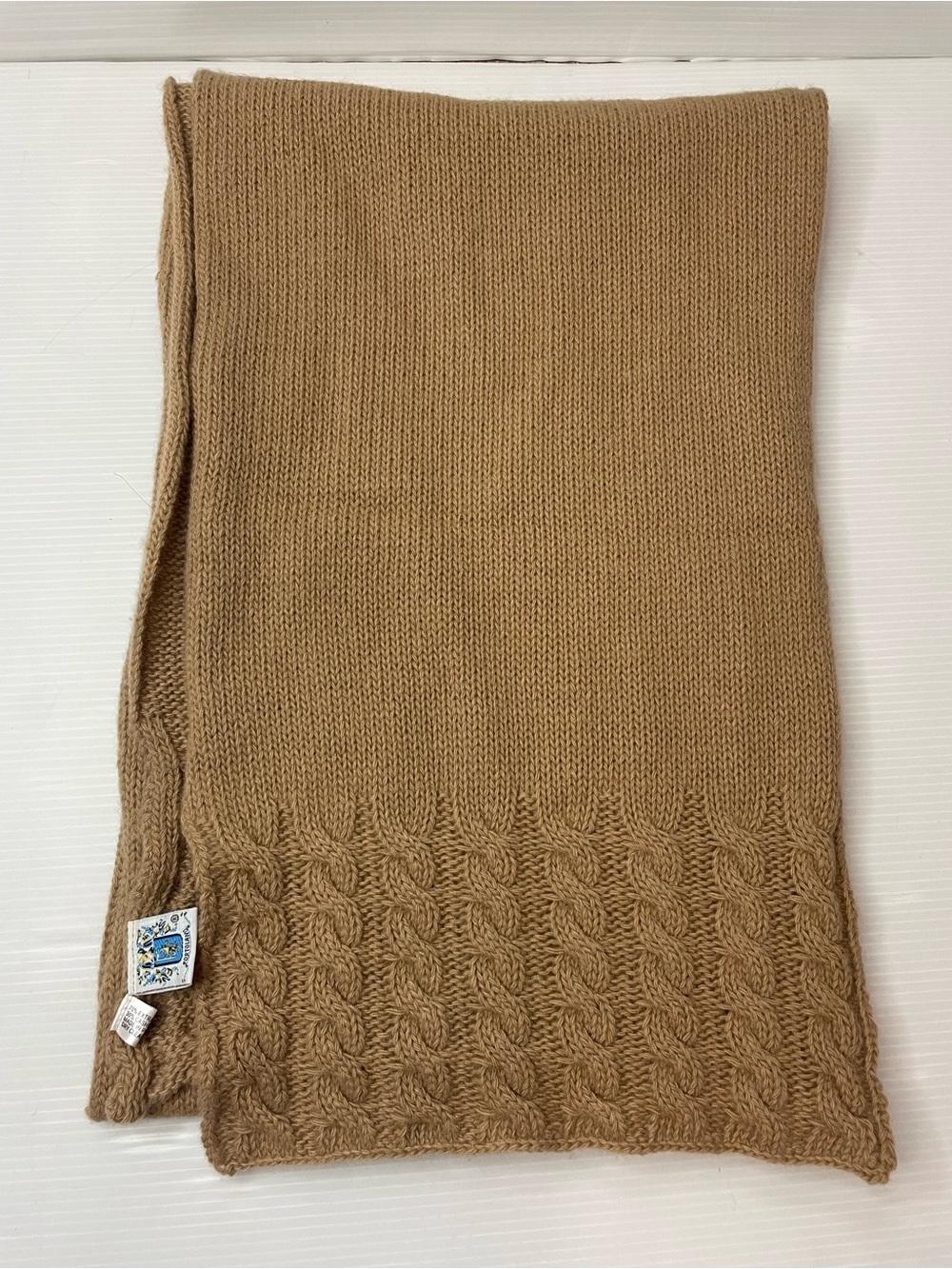 Portolano Wool Cashmere Scarf 65” Long Tan